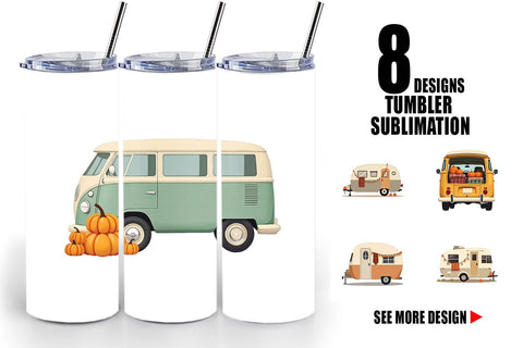 Tumbler Boho Fall Camper Sublimation artnoy 