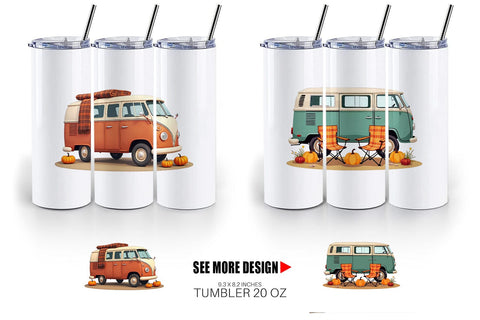 Tumbler Boho Fall Camper Sublimation artnoy 