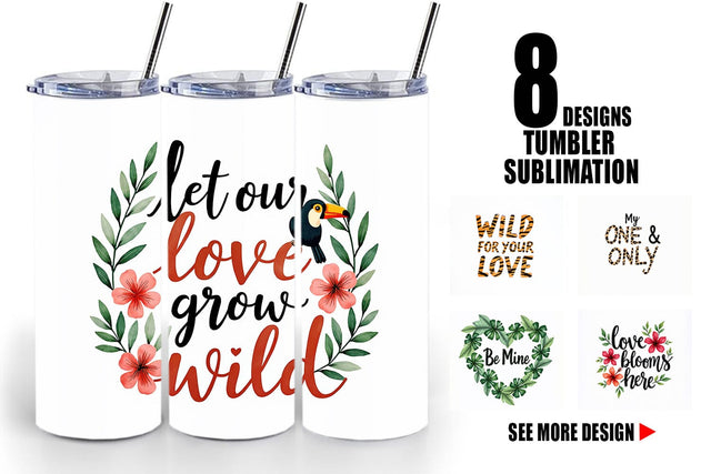Tumbler Boho Jungle Love Tropical Valentine Quotes Sublimation artnoy 