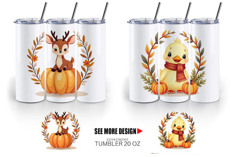 Tumbler Boho Pumpkin Critters Sublimation artnoy 