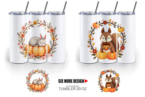 Tumbler Boho Pumpkin Critters Sublimation artnoy 