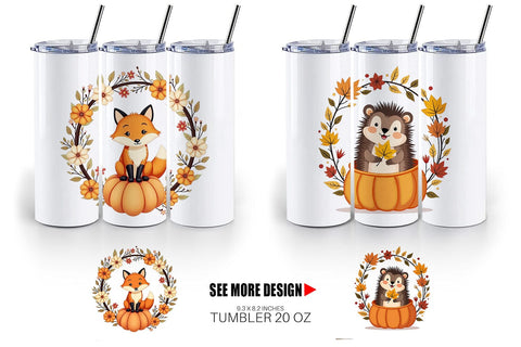 Tumbler Boho Pumpkin Critters Sublimation artnoy 