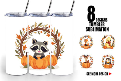 Tumbler Boho Pumpkin Critters Sublimation artnoy 