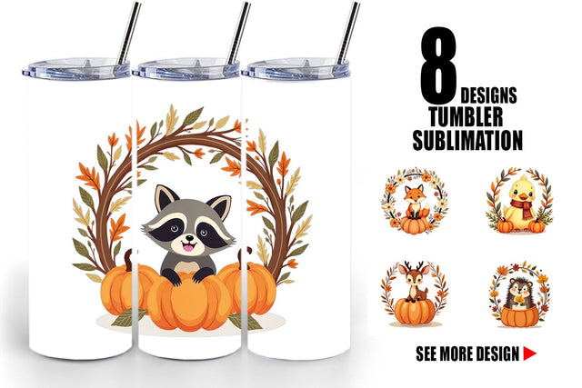 Tumbler Boho Pumpkin Critters Sublimation artnoy 