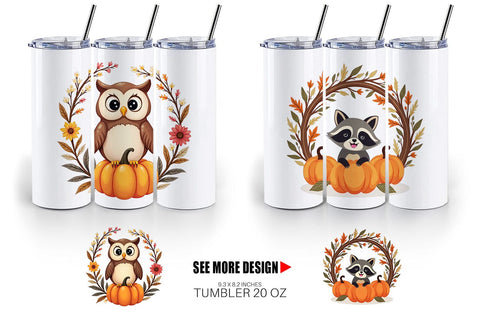Tumbler Boho Pumpkin Critters Sublimation artnoy 