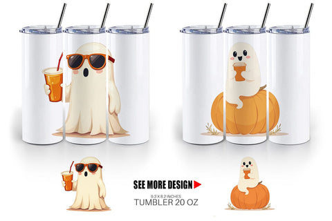 Tumbler Boho Pumpkin Ghosts Sublimation artnoy 