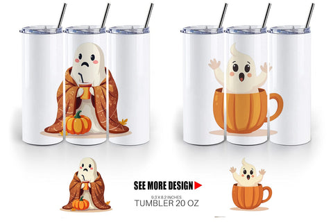 Tumbler Boho Pumpkin Ghosts Sublimation artnoy 