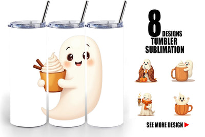 Tumbler Boho Pumpkin Ghosts Sublimation artnoy 