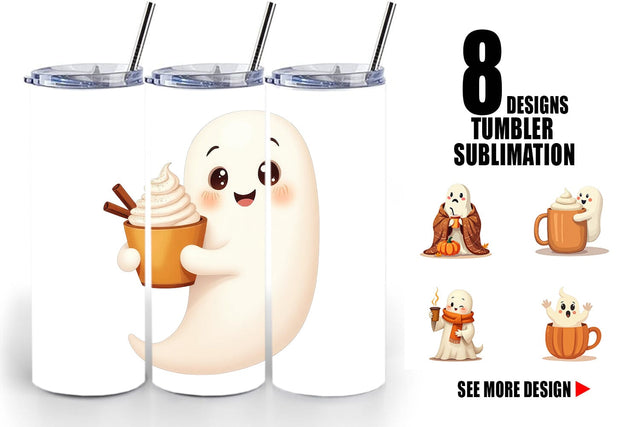 Tumbler Boho Pumpkin Ghosts Sublimation artnoy 