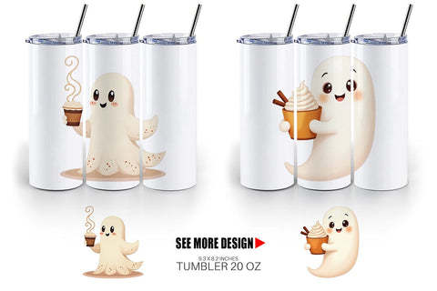Tumbler Boho Pumpkin Ghosts Sublimation artnoy 