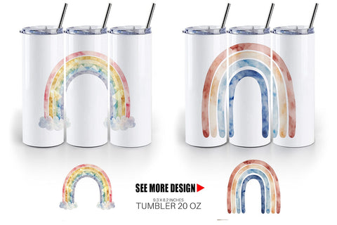 Tumbler Boho Rainbow Abstract Sublimation artnoy 