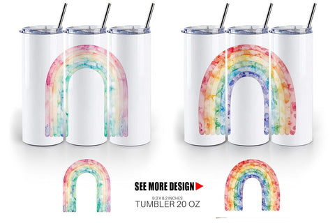 Tumbler Boho Rainbow Abstract Sublimation artnoy 