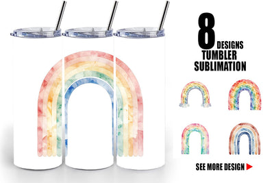 Tumbler Boho Rainbow Abstract Sublimation artnoy 