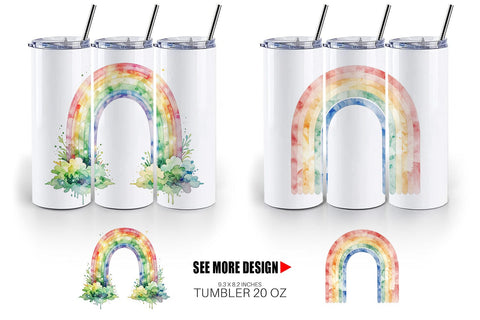 Tumbler Boho Rainbow Abstract Sublimation artnoy 