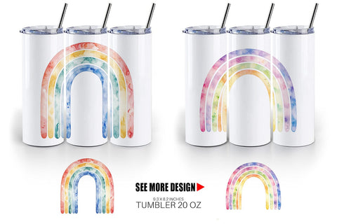 Tumbler Boho Rainbow Abstract Sublimation artnoy 