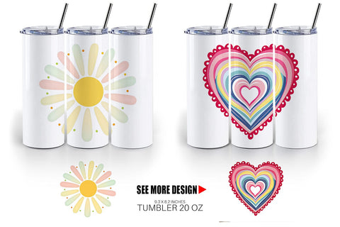 Tumbler Boho Rainbow Pastels Sublimation artnoy 
