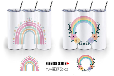 Tumbler Boho Rainbow Pastels Sublimation artnoy 