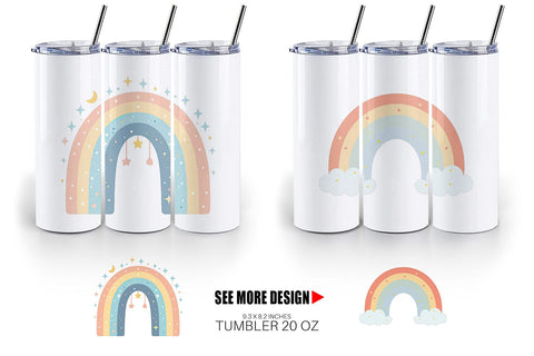 Tumbler Boho Rainbow Pastels Sublimation artnoy 