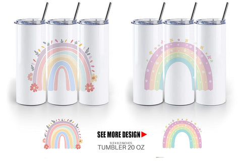 Tumbler Boho Rainbow Pastels Sublimation artnoy 