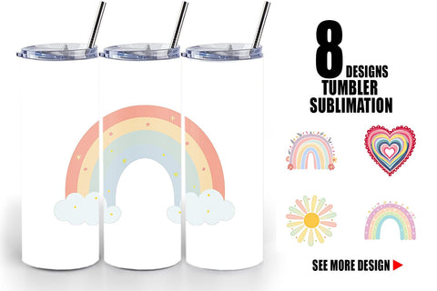 Tumbler Boho Rainbow Pastels Sublimation artnoy 