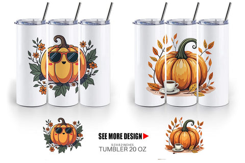 Tumbler Boho Retro Pumpkin Sublimation artnoy 