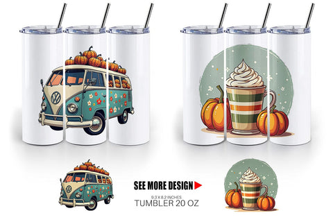 Tumbler Boho Retro Pumpkin Sublimation artnoy 