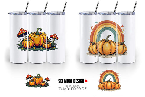 Tumbler Boho Retro Pumpkin Sublimation artnoy 