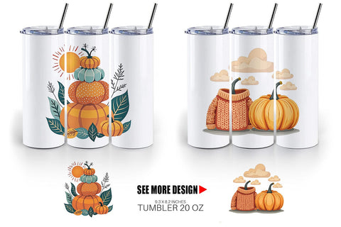 Tumbler Boho Retro Pumpkin Sublimation artnoy 