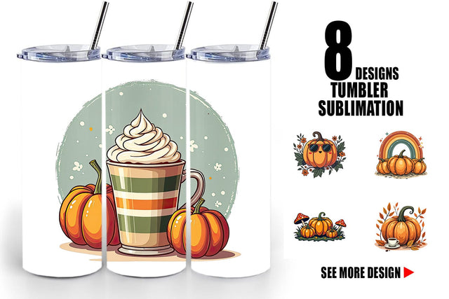 Tumbler Boho Retro Pumpkin Sublimation artnoy 