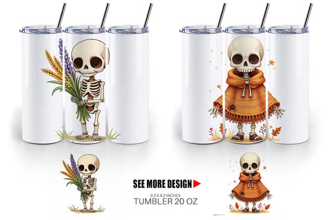 Tumbler Boho Skeleton Halloween Sublimation artnoy 