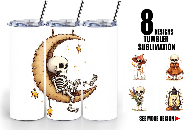 Tumbler Boho Skeleton Halloween Sublimation artnoy 