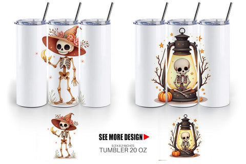 Tumbler Boho Skeleton Halloween Sublimation artnoy 