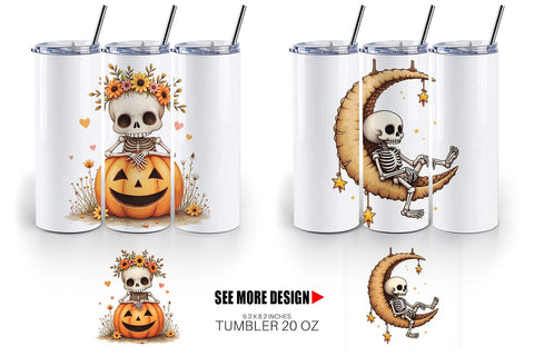 Tumbler Boho Skeleton Halloween Sublimation artnoy 