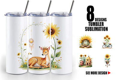 Tumbler Boho Sunflowers Sublimation artnoy 