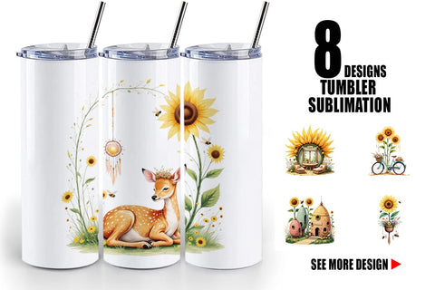 Tumbler Boho Sunflowers Sublimation artnoy 