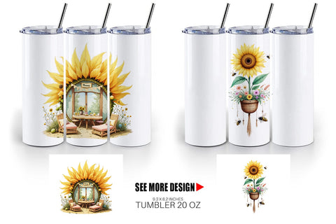 Tumbler Boho Sunflowers Sublimation artnoy 