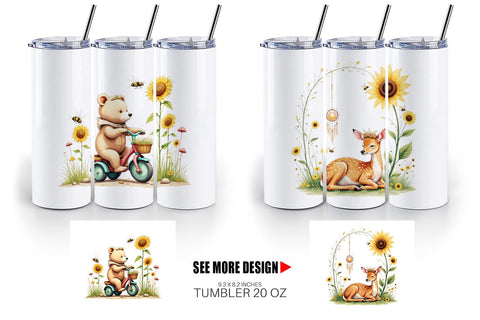 Tumbler Boho Sunflowers Sublimation artnoy 