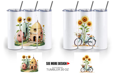 Tumbler Boho Sunflowers Sublimation artnoy 
