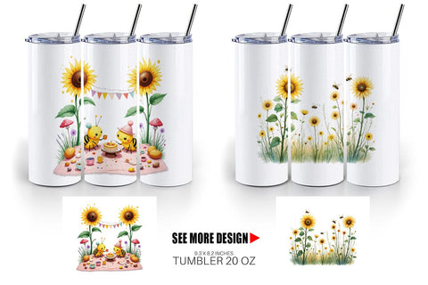 Tumbler Boho Sunflowers Sublimation artnoy 