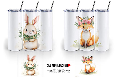 Tumbler Boho Winter Animals Sublimation artnoy 