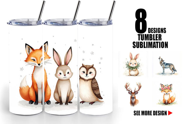 Tumbler Boho Winter Animals Sublimation artnoy 