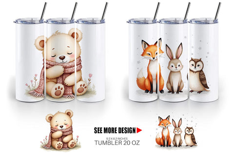 Tumbler Boho Winter Animals Sublimation artnoy 