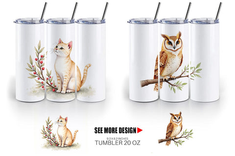 Tumbler Boho Winter Animals Sublimation artnoy 