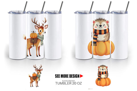 Tumbler Boho Woodland Animals Sublimation artnoy 
