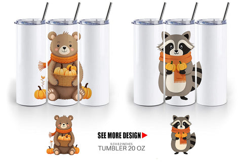 Tumbler Boho Woodland Animals Sublimation artnoy 