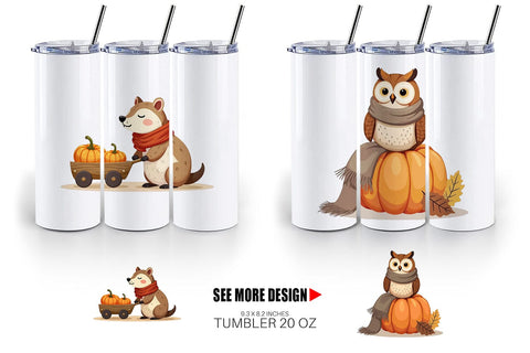 Tumbler Boho Woodland Animals Sublimation artnoy 