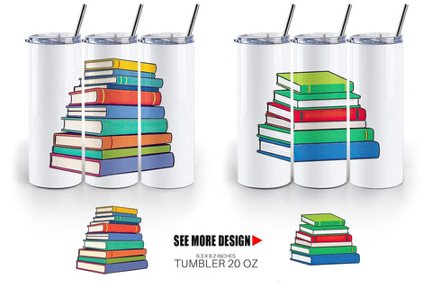 Tumbler Book Stack Sublimation artnoy 