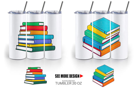 Tumbler Book Stack Sublimation artnoy 