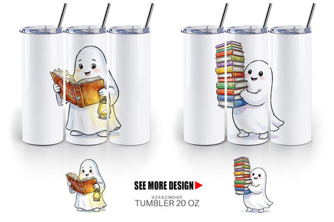 Tumbler Bookish Librarian Ghost Art Sublimation artnoy 