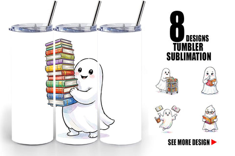 Tumbler Bookish Librarian Ghost Art Sublimation artnoy 